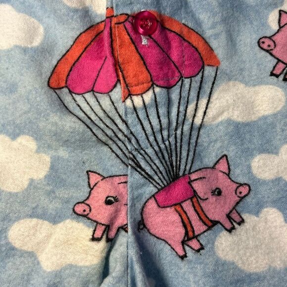When Pigs Fly Flannel Pajama Pants Small Drawstring Dreamscape - Picture 3 of 6